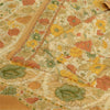 Sanskriti Vintage Sarees Cream Pure Chiffon Silk Printed Sari 5yd Craft Fabric