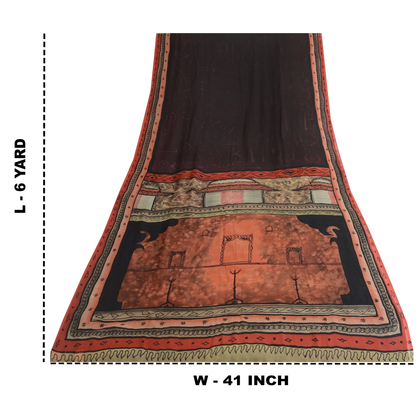 Sanskriti Vintage Sarees Pure Chiffon Quilting Felting Craft Fabric Printed Sari