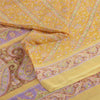 Sanskriti Vintage Sarees Indian Yellow Pure Silk Printed Sari 5yd Craft Fabric