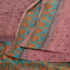 Sanskriti Vintage Sarees Mauve 100% Pure Silk Printed Sari Floral Craft Fabric