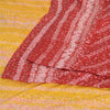 Sanskriti Vintage Sarees Red/Yellow 100% Pure Silk Printed Sari 5yd Craft Fabric