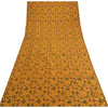 Sanskriti Vintage Sarees Yellow 100% Pure Silk Printed Sari 5yd Craft Fabric