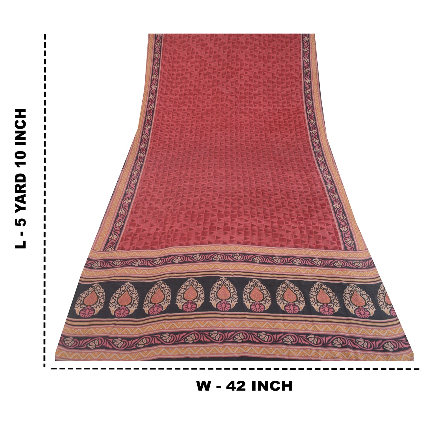 Sanskriti Vintage Sarees Red Quilting Felting Craft Fabric Pure Silk Print Sari