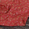 Sanskriti Vintage Sarees Red Quilting Felting Craft Fabric Pure Silk Print Sari