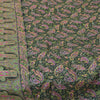 Sanskriti Vintage Sarees Indian Green Pure Silk Printed Sari 5yd Craft Fabric