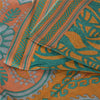 Sanskriti Vintage Sarees Green/Yellow Pure Silk Printed Sari 5yd Craft Fabric