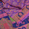 Sanskriti Vintage Sarees Purple 100% Pure Silk Printed Sari 5yd Craft Fabric