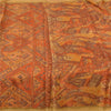 Sanskriti Vintage Sarees Orange Indian Pure Silk Printed Sari 5yd Craft Fabric