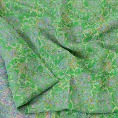 Sanskriti Vintage Sarees Quilting Felting Craft Fabric Pure Chiffon Print Sari