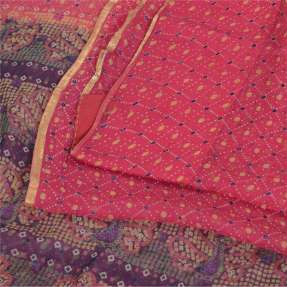 Sanskriti Vintage Sarees Quilting Felting Craft Fabric Pure Chiffon Print Sari