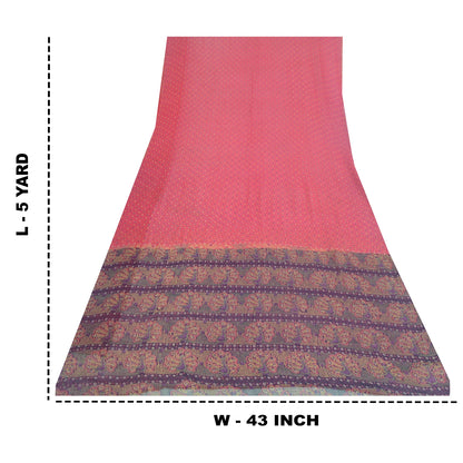 Sanskriti Vintage Sarees Quilting Felting Craft Fabric Pure Chiffon Print Sari