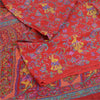 Sanskriti Vintage Sarees Red Women Printed 100% Pure Silk Sari 5yd Craft Fabric