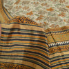 Sanskriti Vintage Sarees Ivory Indian Pure Silk Printed Sari 5yd Craft Fabric