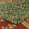 Sanskriti Vintage Sarees Green/Red 100% Pure Silk Printed Sari 6yd Craft Fabric