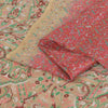 Sanskriti Vintage Sarees Red/Brown Indian Pure Silk Print Sari 5yd Craft Fabric