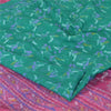 Sanskriti Vintage Sarees Green Pure Silk Printed Sari 5yd Craft Fabric