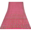 Sanskriti Vintage Sarees Hot-Pink Pure Silk Printed Sari 5yd Craft Fabric