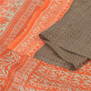 Sanskriti Vintage Sarees Gray/Orange Pure Silk Printed Sari 6yd Craft Fabric