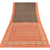 Sanskriti Vintage Sarees Gray/Orange Pure Silk Printed Sari 6yd Craft Fabric