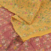 Sanskriti Vintage Sarees Yellow Indian Cotton Silk Printed Sari 5yd Craft Fabric