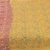 Sanskriti Vintage Sarees Yellow Indian Cotton Silk Printed Sari 5yd Craft Fabric