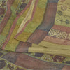 Sanskriti Vintage Sarees Olive Green Pure Silk Printed Sari Floral Craft Fabric