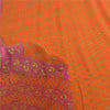 Sanskriti Vintage Sarees Orange/Pink Pure Chiffon Silk Printed Sari Craft Fabric