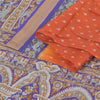 Sanskriti Vintage Sarees Orange/Purple Pure Silk Animal Printed Sari Fabric