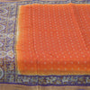 Sanskriti Vintage Sarees Orange/Purple Pure Silk Animal Printed Sari Fabric