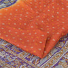 Sanskriti Vintage Sarees Orange/Purple Pure Silk Animal Printed Sari Fabric