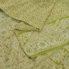 Sanskriti Vintage Sarees Green Indian Pure Silk Printed Sari 6 yard Craft Fabric