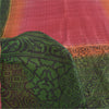 Sanskriti Vintage Sarees Pink/Green Pure Silk Printed Sari 5yd Soft Craft Fabric