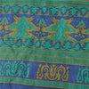 Sanskriti Vintage Sarees Blue/Green 100% Pure Silk Printed Sari 5yd Craft Fabric