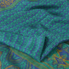 Sanskriti Vintage Sarees Blue/Green 100% Pure Silk Printed Sari 5yd Craft Fabric