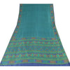 Sanskriti Vintage Sarees Blue/Green 100% Pure Silk Printed Sari 5yd Craft Fabric