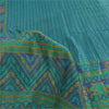 Sanskriti Vintage Sarees Blue/Green 100% Pure Silk Printed Sari 5yd Craft Fabric