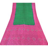 Sanskriti Vintage Sarees Green/Pink Pure Silk Bandhani Printed Sari 5yd Fabric