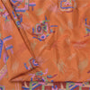 Sanskriti Vintage Sarees Orange 100% Pure Silk Printed Sari 6yd Craft Fabric