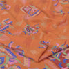 Sanskriti Vintage Sarees Orange 100% Pure Silk Printed Sari 6yd Craft Fabric