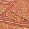 Sanskriti Vintage Sarees Peach Indian Pure Silk Printed Sari 5yd Craft Fabric