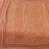 Sanskriti Vintage Sarees Peach Indian Pure Silk Printed Sari 5yd Craft Fabric