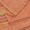 Sanskriti Vintage Sarees Peach Indian Pure Silk Printed Sari 5yd Craft Fabric