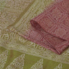 Sanskriti Vintage Sarees Red/Green Bandhani Pure Silk Printed Sari Craft Fabric