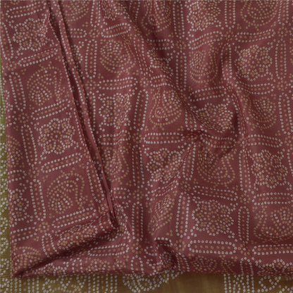 Sanskriti Vintage Sarees Red/Green Bandhani Pure Silk Printed Sari Craft Fabric