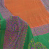 Sanskriti Vintage Sarees Indian Orange Pure Silk Printed Sari 5yd Craft Fabric