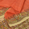 Sanskriti Vintage Sarees Indian Orange Pure Silk Printed Sari 5yd Craft Fabric