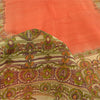 Sanskriti Vintage Sarees Indian Orange Pure Silk Printed Sari 5yd Craft Fabric