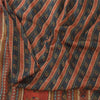 Sanskriti Vintage Sarees Black/Orange Pure Silk Printed Sari 5yd Craft Fabric