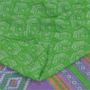 Sanskriti Vintage Sarees Green Pure Chiffon Silk Printed Sari 5yd Craft Fabric