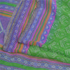 Sanskriti Vintage Sarees Green Pure Chiffon Silk Printed Sari 5yd Craft Fabric